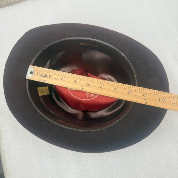 Scala Godfather Fedora Hat Wool Felt Feather Accent Brown - Picture 7 of 7